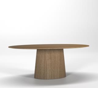 OVAL WOODEN PEDESTAL DINING TABLE